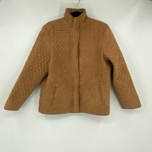Fu Da New York Faux Suede Camel Brown Quilted Jacket Women's Size Large
